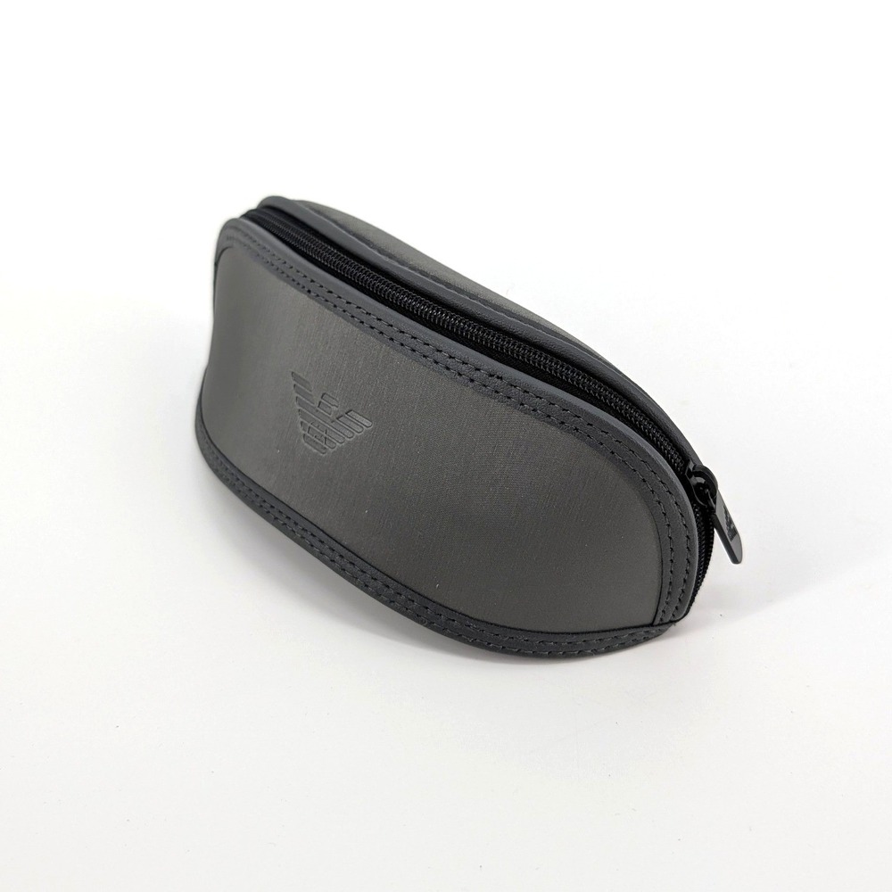 Emporio Armani Grey Sunglasses Case Zippered Soft Shell Eagle Logo